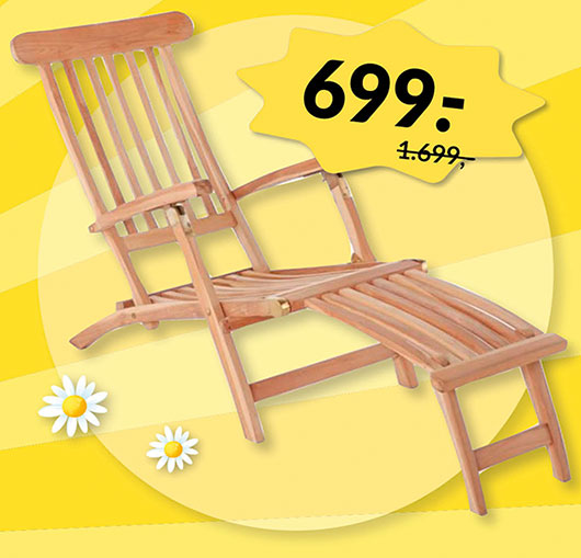 KØLN TEAK DÆKSTOL - SOMMERUDSALG